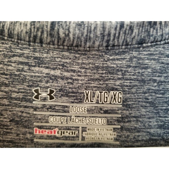 Under Armour Heatgear Heather Blue Men's Golf Polo Shirt Loose Striped Size XL - Picture 4 of 4